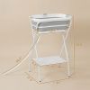Dog Bath Tub Dog Washing Station, Elevated Foldable Dog Bathtub with Hose, Storage Shelf, for Small Dogs Puppies Gray