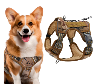 Tactical Dog Harness with Handle - Desert Camo, 900D Nylon, No-Pull Design (size: medium)