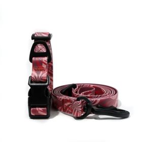 Waterproof UV embossed printing style traction rope set Traction Rope, 4.92 FT  Non-Toxic  Adjustable Length Easy-to-Clean PVC Daily Dog Walking Rainy (Color: Red flame, size: 1.5cm*150cm)