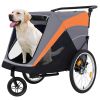 2-in-1 Bike Trailer & Push Cart for Pets - Detachable Bike Hitch & Push Handle Included - Quick Release Wheel, Internal Leash, Dual Cup Pockets and Un