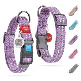 Reflective Cotton Dog Collar Eco Friendly Alt to Nylon Collar for Small Medium and Large Dogs Adjustable Male Female Dog Collar (Option: Purple (14-23 Inch Neck))