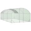 Large Chicken Coop Metal Chicken Run with Waterproof and Anti-UV Cover, Dome Shaped Walk-in Fence Cage Hen House for Outdoor and Yard Farm Use