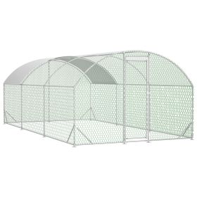 Large Chicken Coop Metal Chicken Run with Waterproof and Anti-UV Cover, Dome Shaped Walk-in Fence Cage Hen House for Outdoor and Yard Farm Use (Color: as Pic)