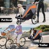 2-in-1 Bike Trailer & Push Cart for Pets - Detachable Bike Hitch & Push Handle Included - Quick Release Wheel, Internal Leash, Dual Cup Pockets and Un