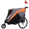 2-in-1 Bike Trailer & Push Cart for Pets - Detachable Bike Hitch & Push Handle Included - Quick Release Wheel, Internal Leash, Dual Cup Pockets and Un