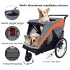 2-in-1 Bike Trailer & Push Cart for Pets - Detachable Bike Hitch & Push Handle Included - Quick Release Wheel, Internal Leash, Dual Cup Pockets and Un